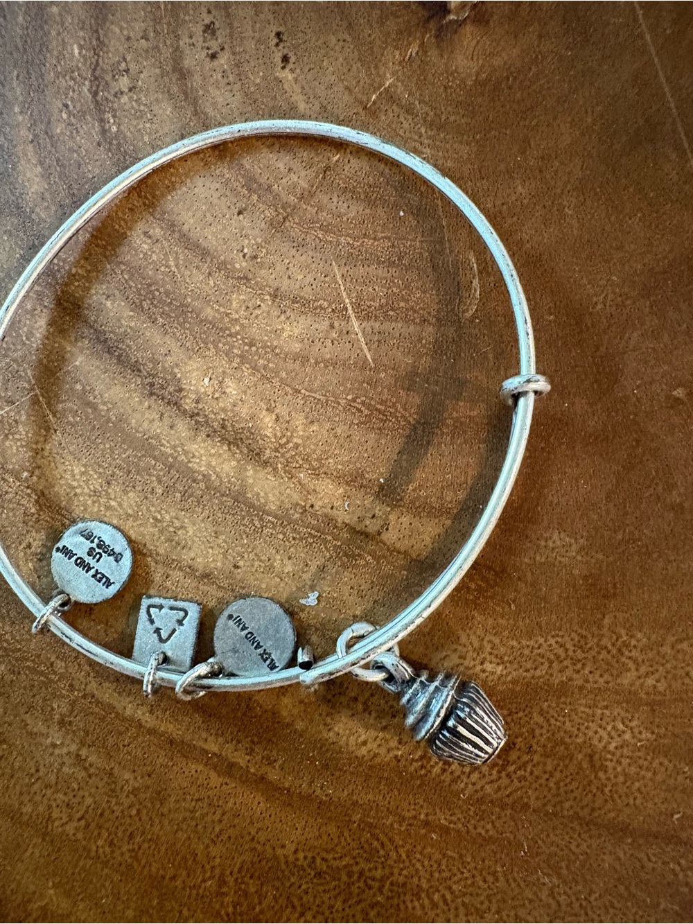 Alex and Ani Silver cupcake Charm Expandable Bangle Bracelet - Silver